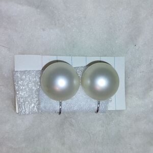 MARVELLA Pearl Button-style Clip Earrings stamped